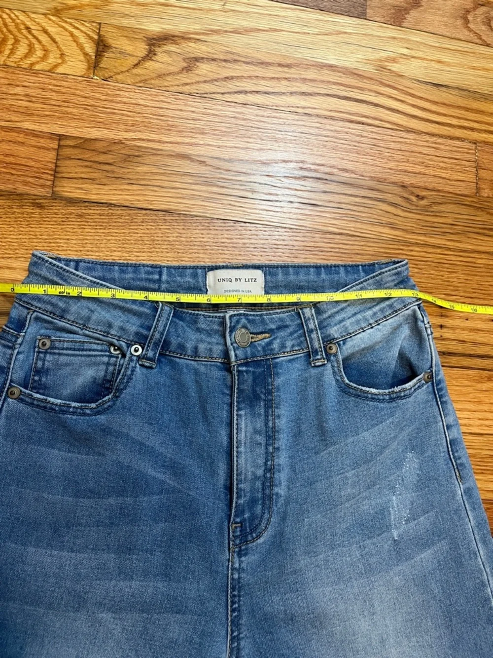 UNIQ by LITZ Bellbottom Flare Wide Leg Jeans Womens 26 Retro Festival Pants - Picture 7 of 11